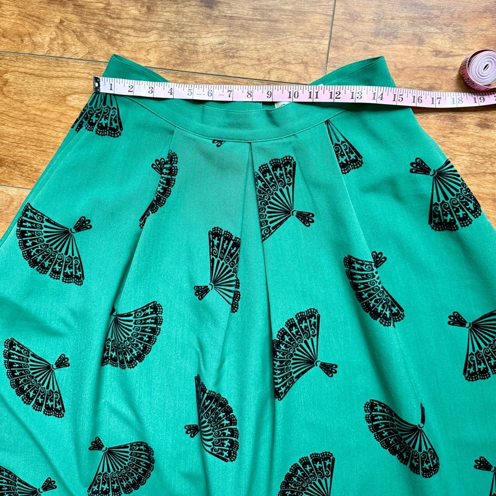 🪭 Bettie Page Emerald Fanny Swing Circle Retro Pinup Skirt - Picture 6 of 10